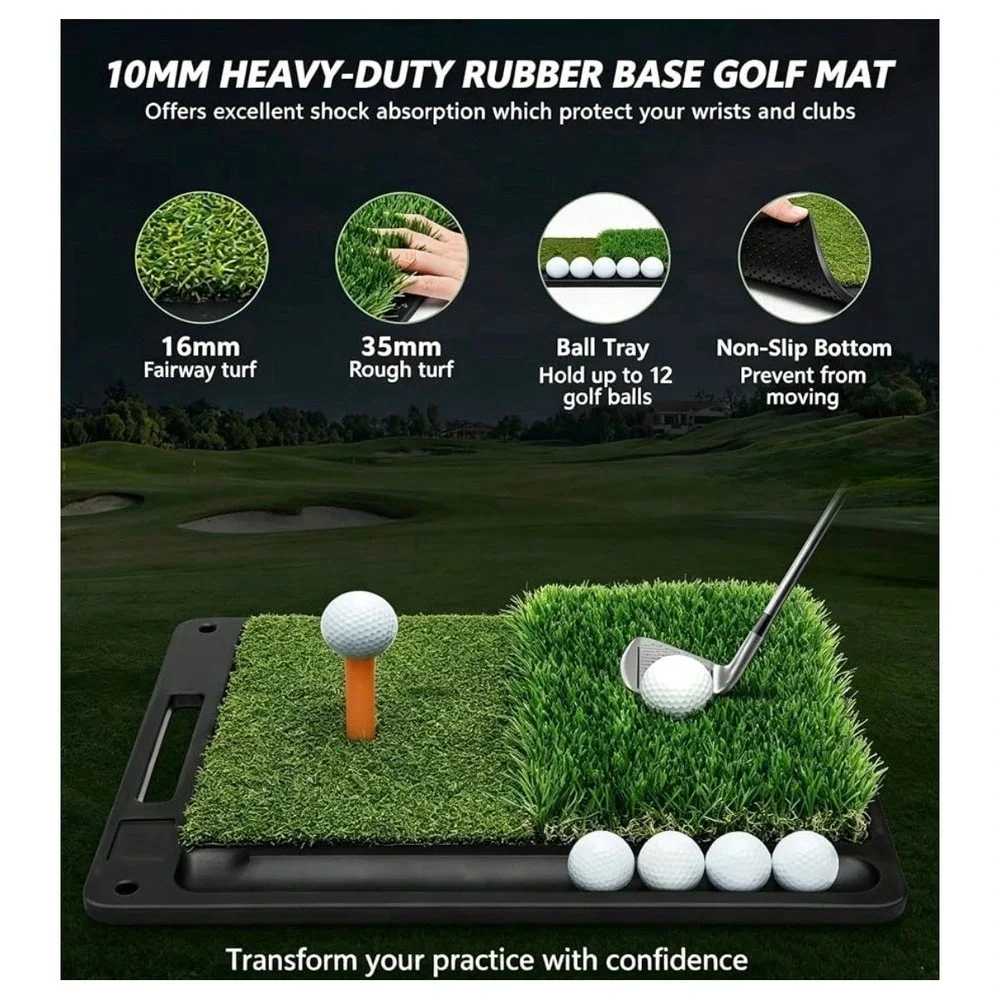Golf Net: 10 x 7FT Practice Net with Mat for Chipping, Swing, Driving Practi...